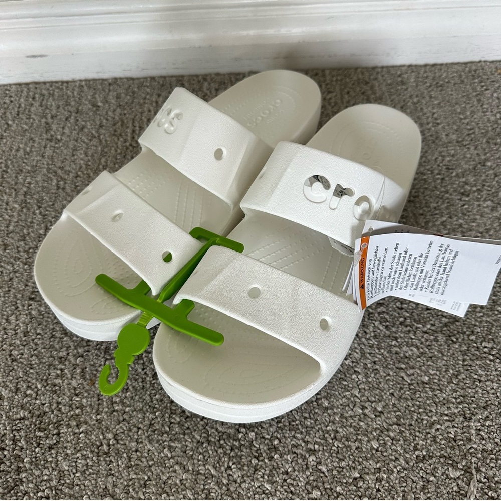 CROCS White Dual-Strap Slide Sandals